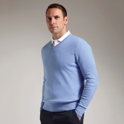 Plain Cotton v-neck sweater Glenmuir1891 12 Gauge GSM